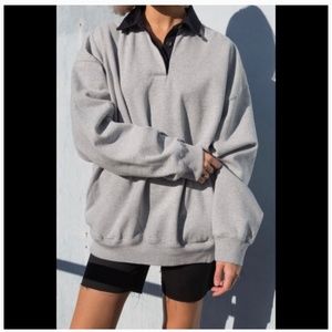 Brandy Melville Women's Navy and Grey Sweatshirt